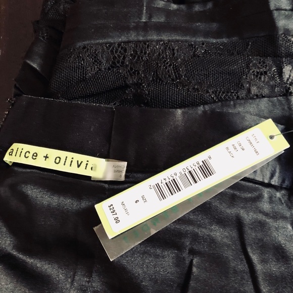 Alice and Olivia Tiered Silk and Lace Black Skirt - Picture 6 of 8